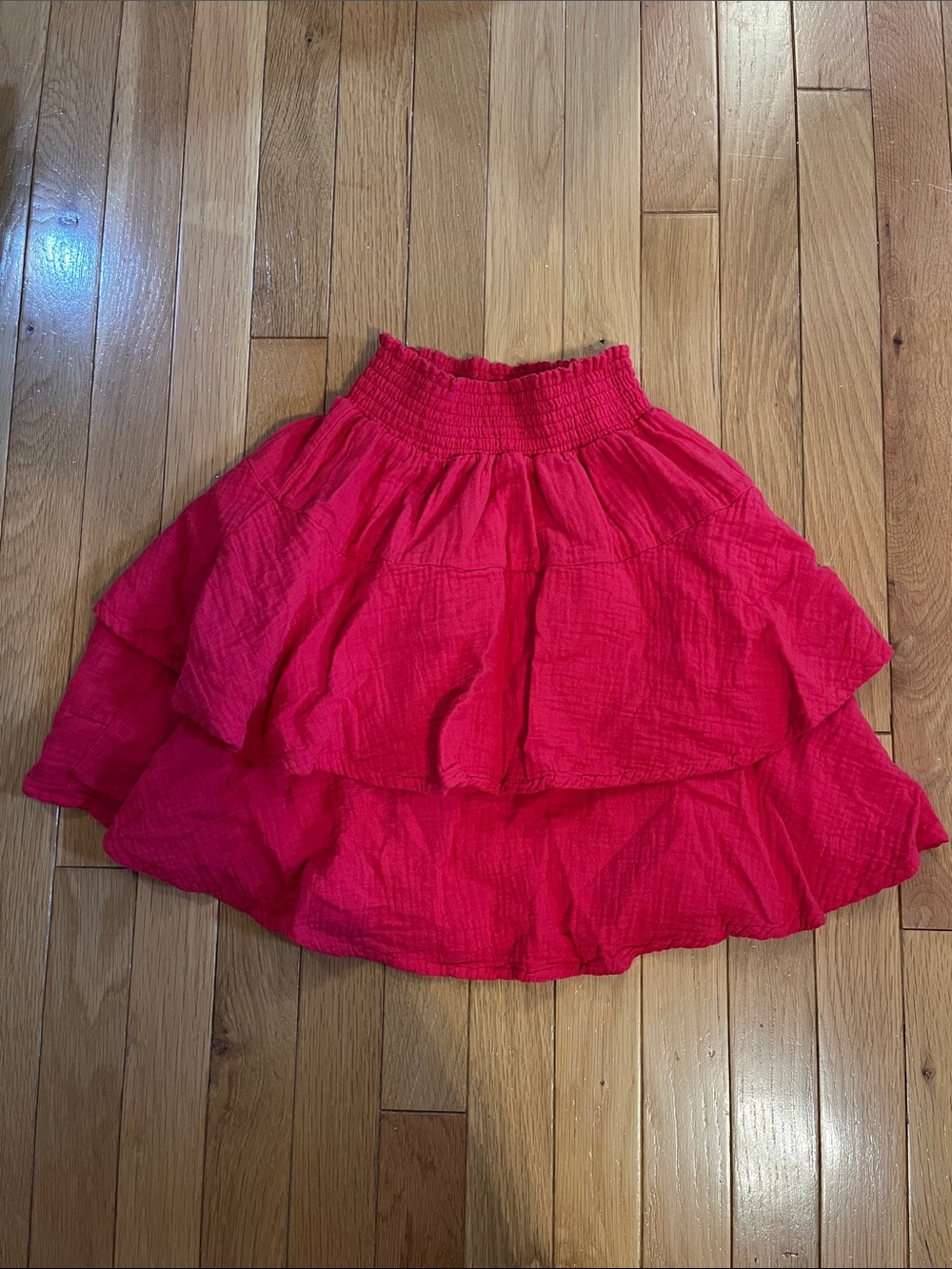 bobi Red Tiered Mini Skirt